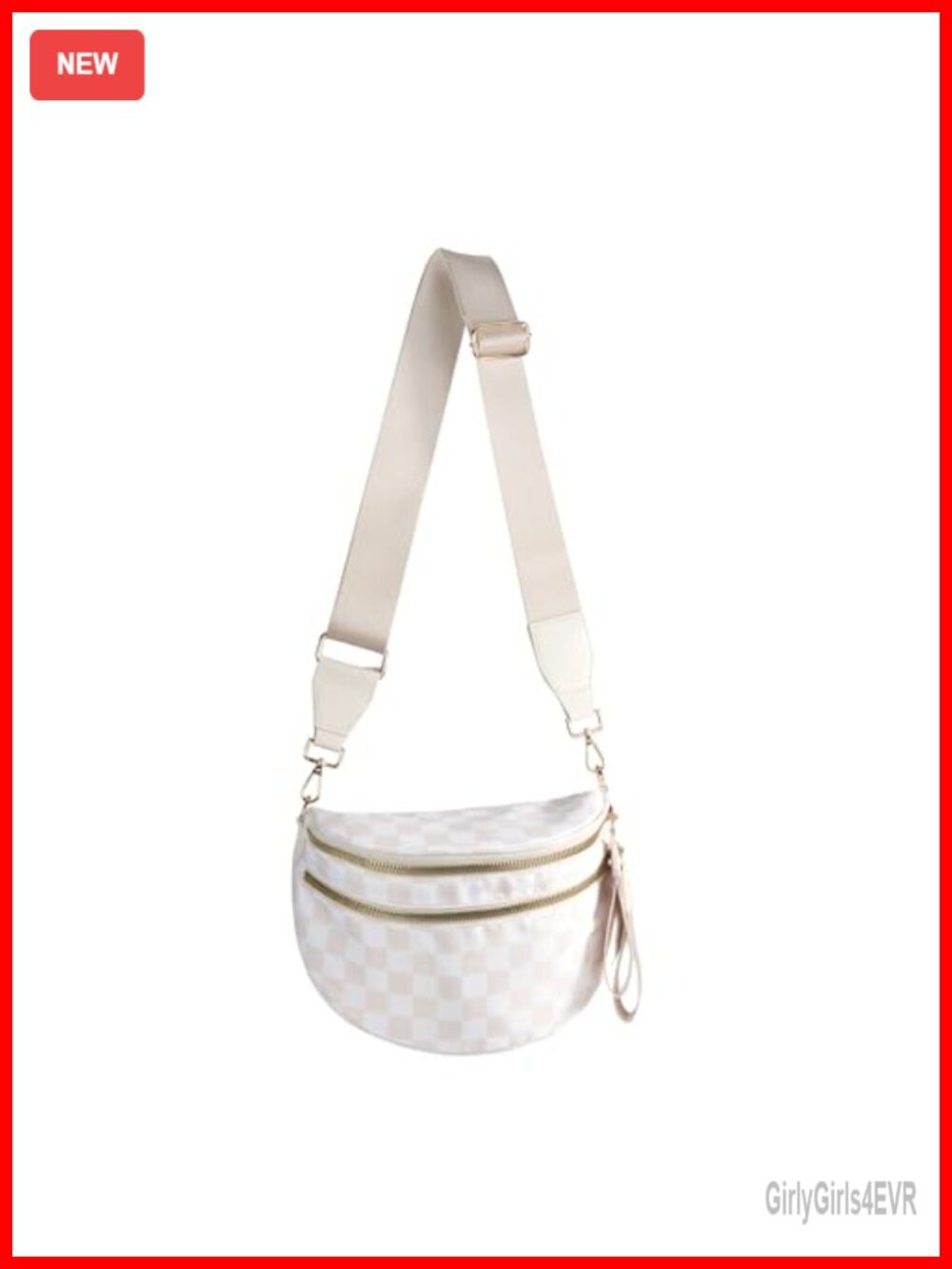 Spacious Checkered Nylon Crossbody Bag Bum Bag Handbags Wallets for Women